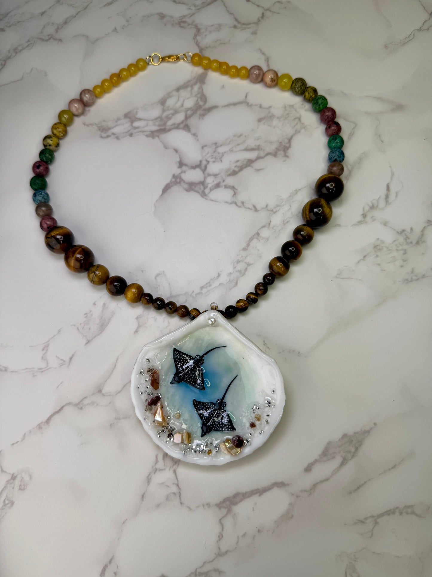 Manta Rayas Obispos  Shell Necklace - Encapsulated in Real Shell with UV Resin