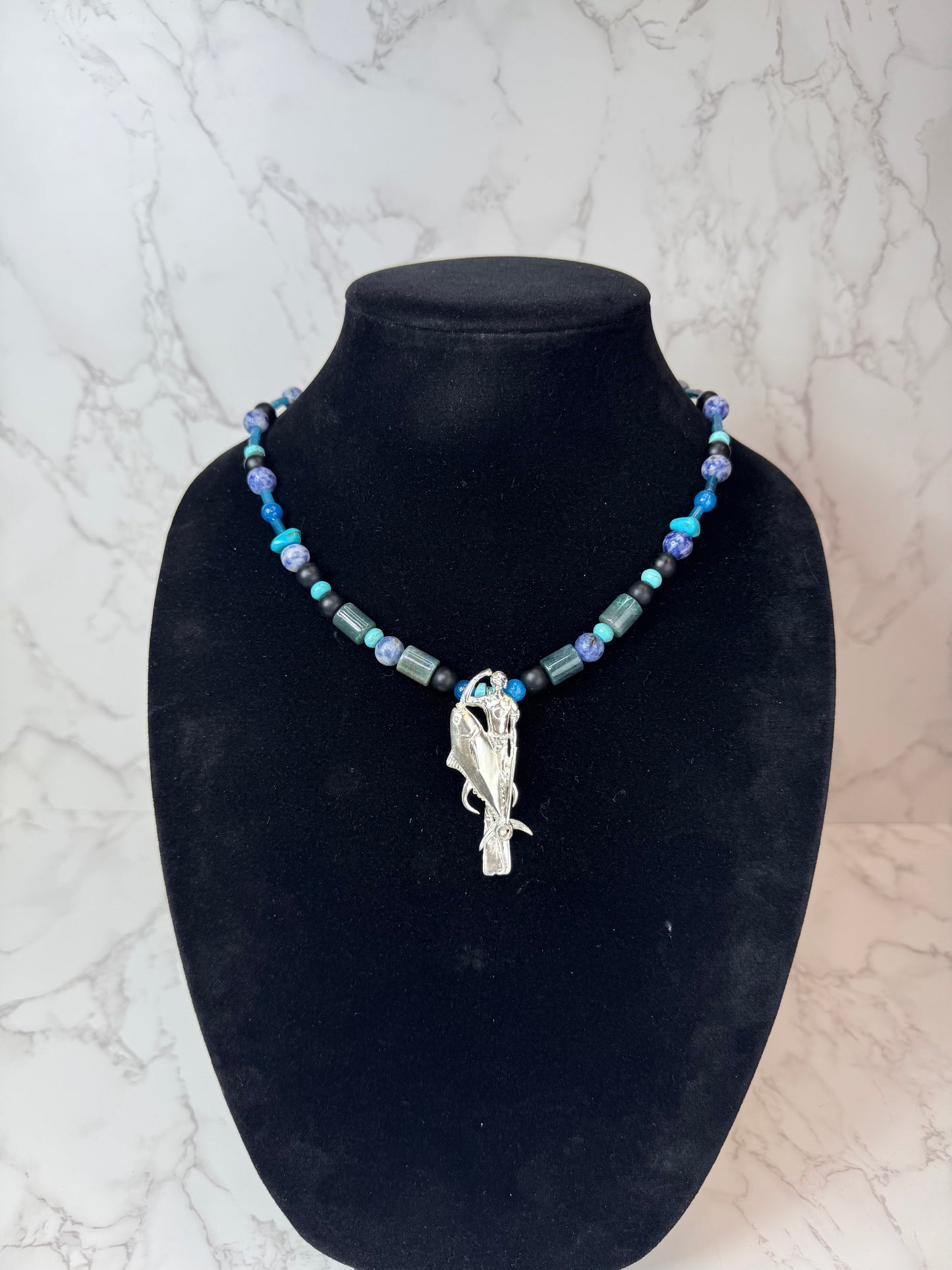 Tuna Diver 925 Sterling Silver Hand Made Necklace | One-of-a-Kind Coastal Art