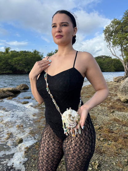 Aqua-Mermaid Seashell Treasure Purse