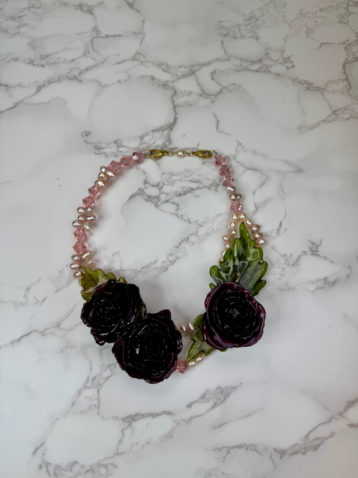 4 Isabella Eternal Rose – Real Red Rose in UV Resin & Freshwater Pearl Necklace | Handmade Floral Jewelry | Made in USA