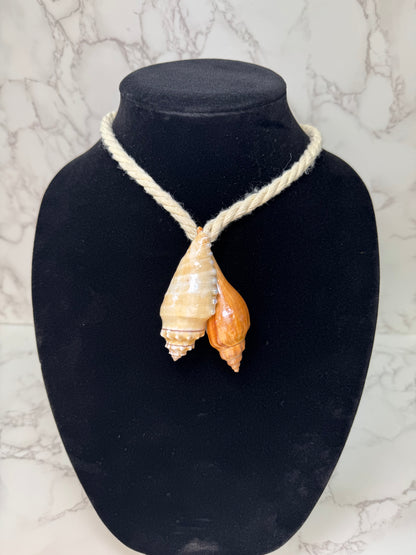 Dual Seashell Pearl Rope Necklace