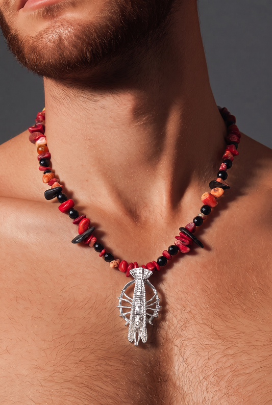 Red Lobster 925 Sterling Silver Hand Made Necklace | One-of-a-Kind Coastal Art