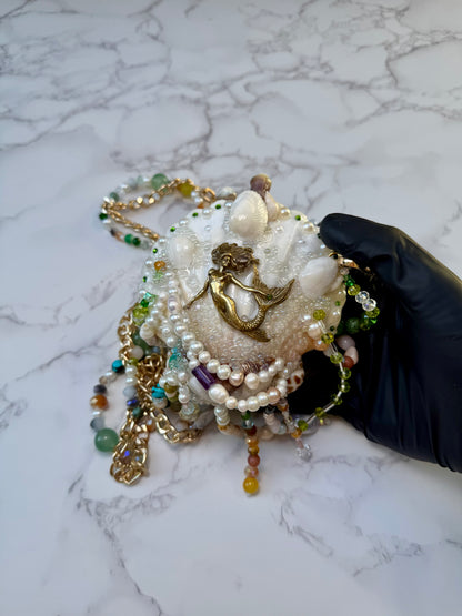 Aqua-Mermaid Seashell Treasure Purse