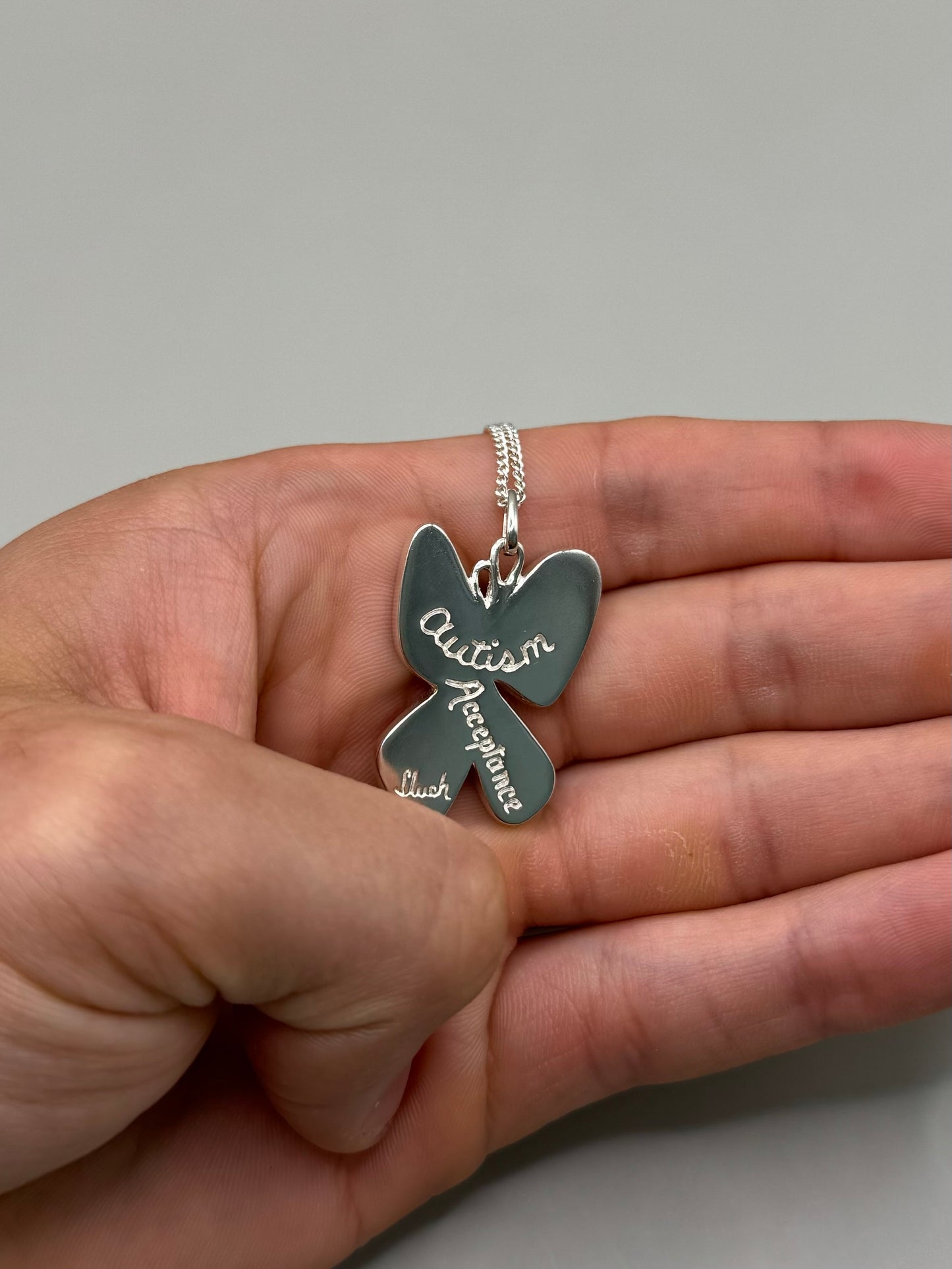 Autism Acceptance Necklace, 925 Sterling Silver, Epoxy Resin