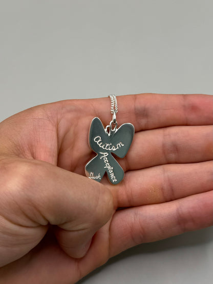 Autism Acceptance Necklace, 925 Sterling Silver, Epoxy Resin