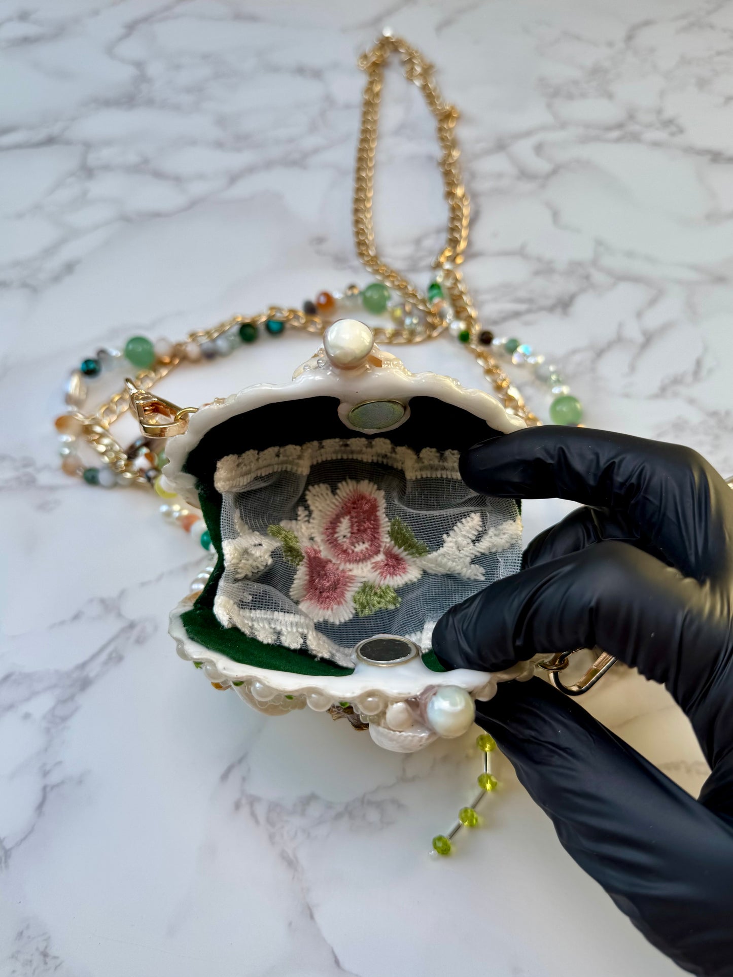 Aqua-Mermaid Seashell Treasure Purse