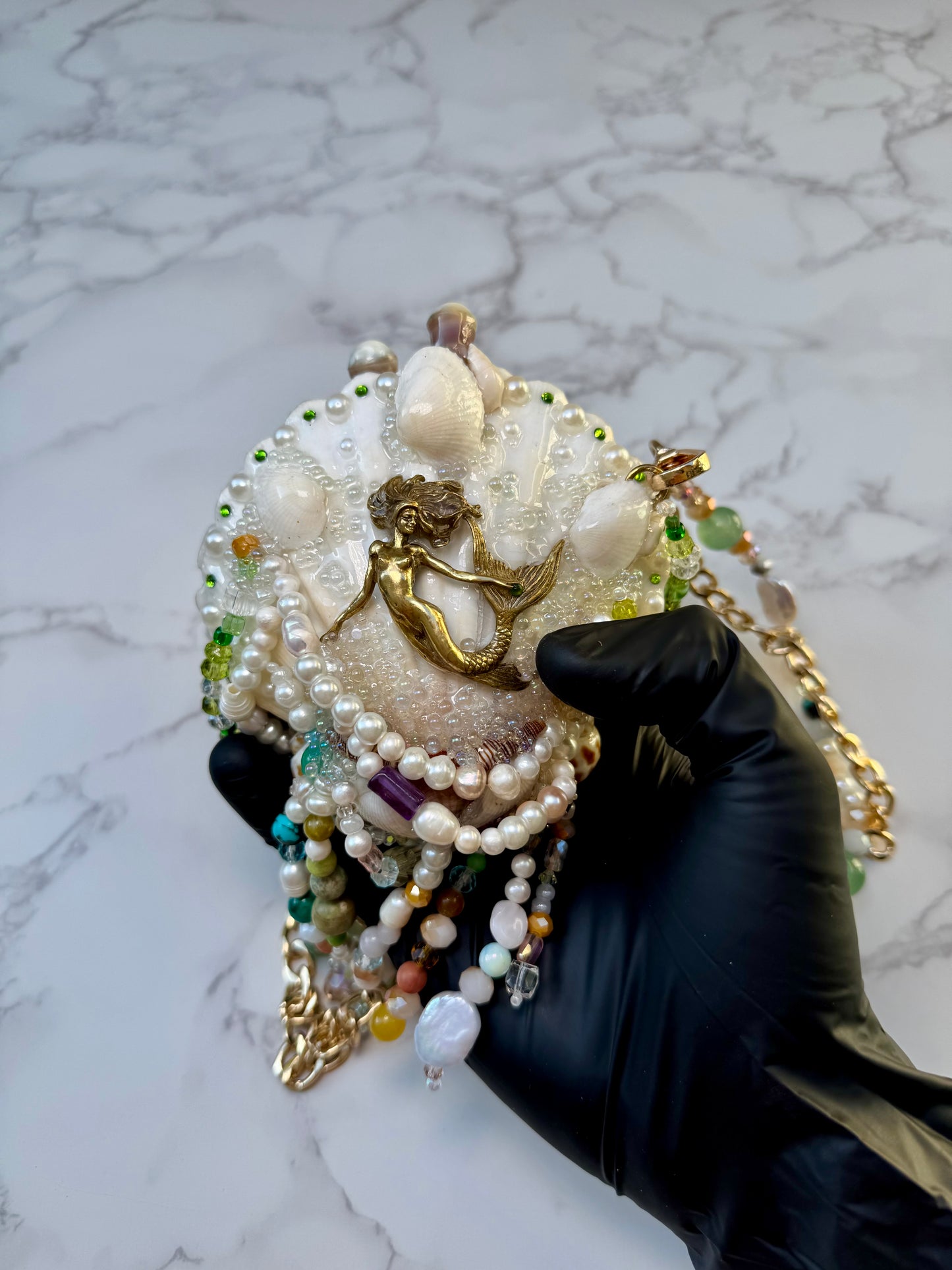 Aqua-Mermaid Seashell Treasure Purse