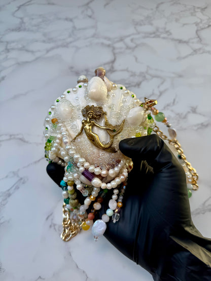 Aqua-Mermaid Seashell Treasure Purse