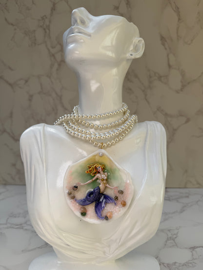 Tuesday Ocean Mermaid Necklace | Handmade Seashell Jewelry | Brass Shell Accents | One-of-a-Kind Coastal Art
