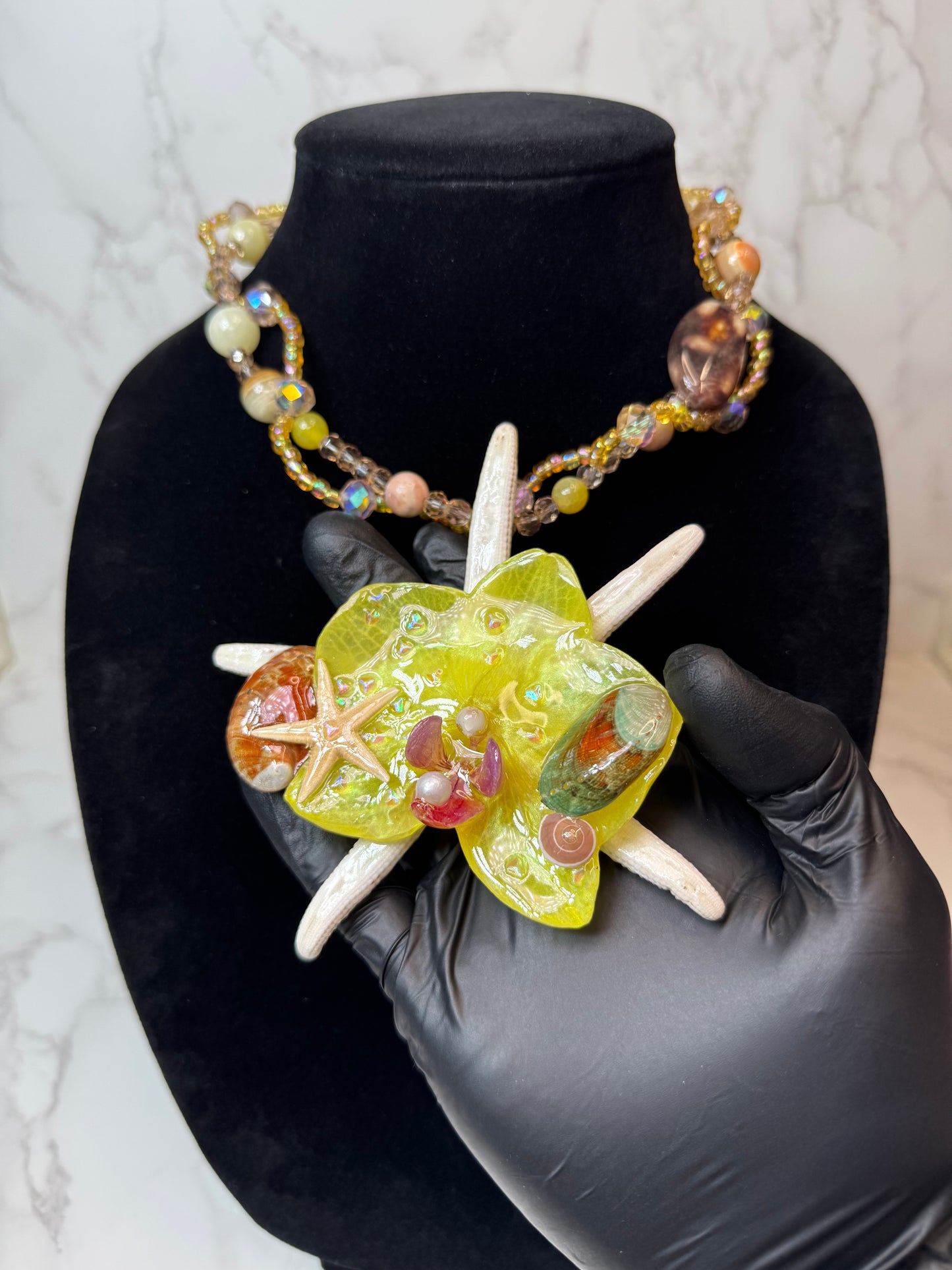 Iris Real Starfish & Preserved Flower Necklace| Handmade Ocean & Botanical Jewelry