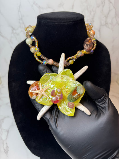 Iris Real Starfish & Preserved Flower Necklace| Handmade Ocean & Botanical Jewelry