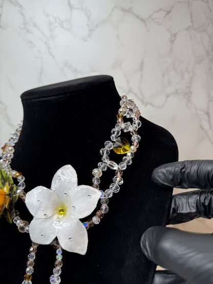 Domingo Eternal Rose – Real Yellow Rose & White Plumeria in UV Resin | Handmade Floral Jewelry | Made in USA