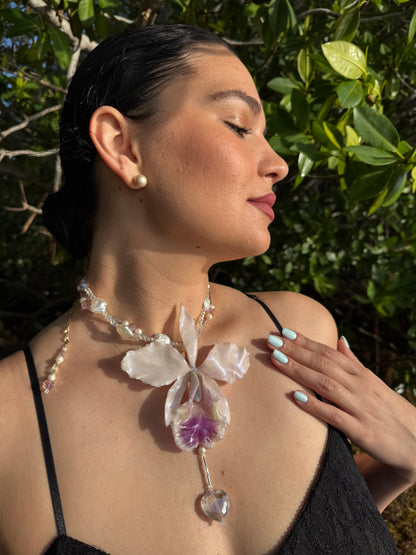 Ivory Cattleya Pearl Necklace