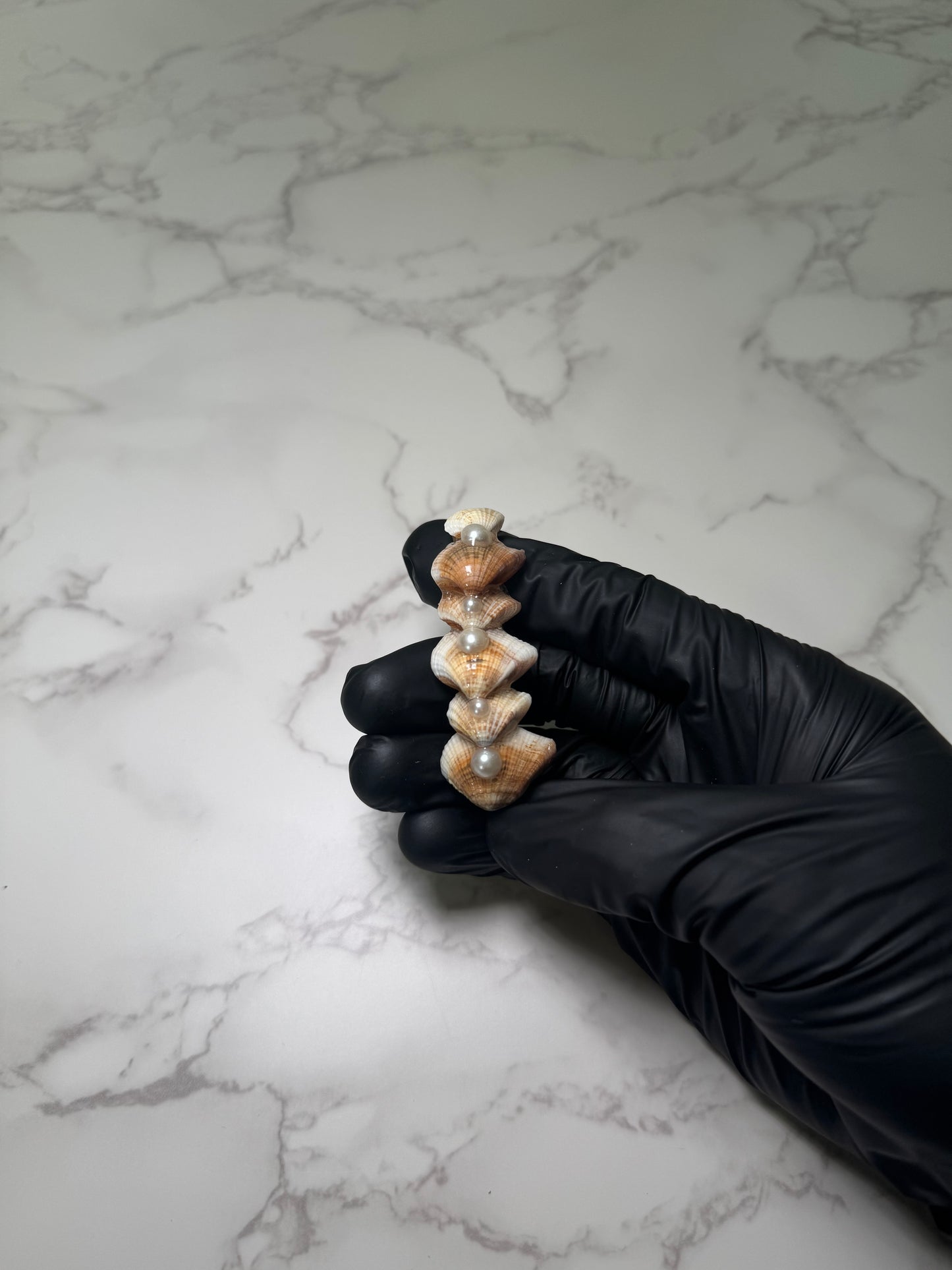 Beige Pearls & Conch Hair Pin