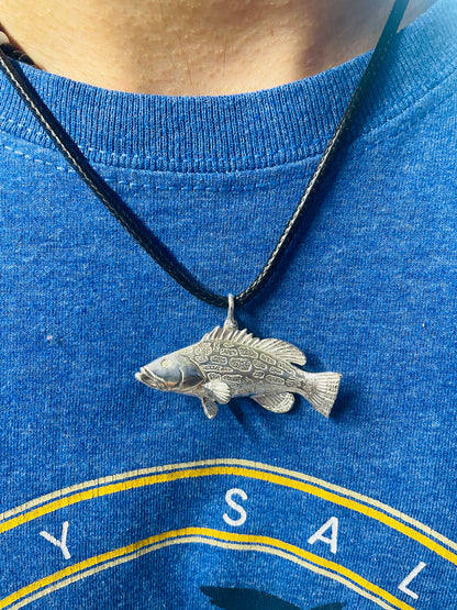 Grouper Fish Necklace, 925 Sterling Silver