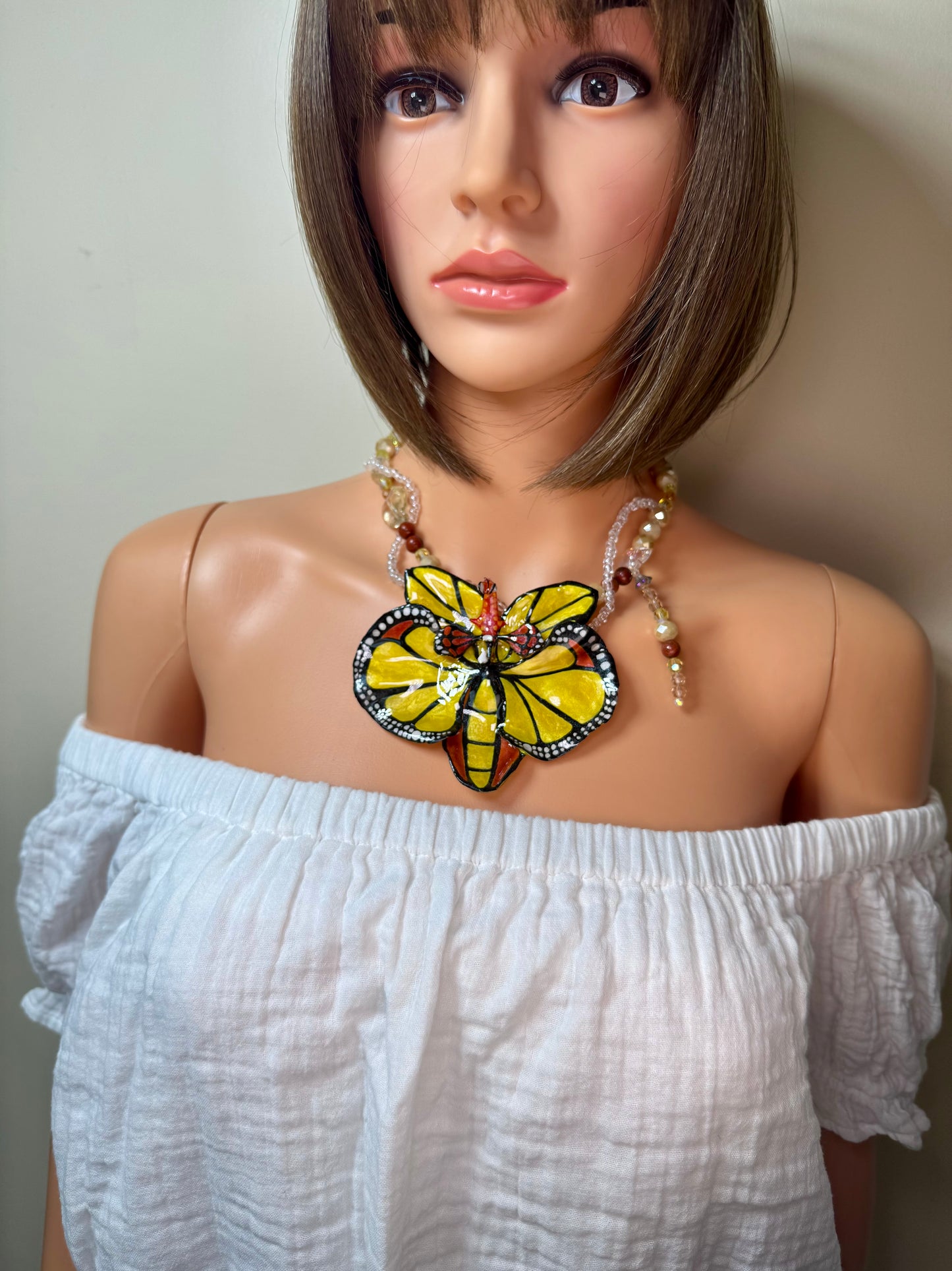 Whisper of Wings Real Orchid Butterfly Necklace | Hand Painted Flower Jewelry | Botanical Resin Art Pendant