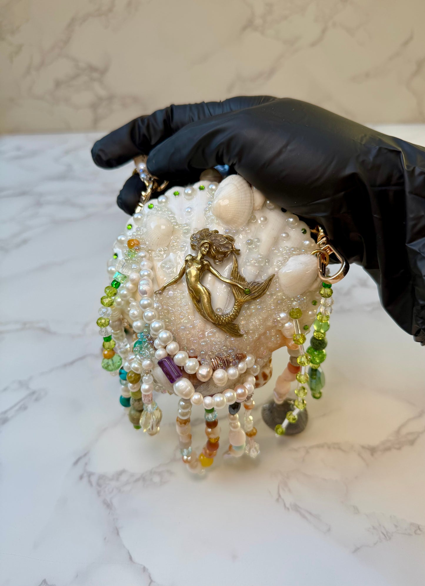 Aqua-Mermaid Seashell Treasure Purse