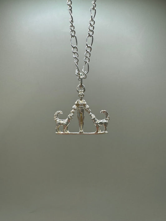 Mother and Dogs Necklace, 925 Sterling Silver