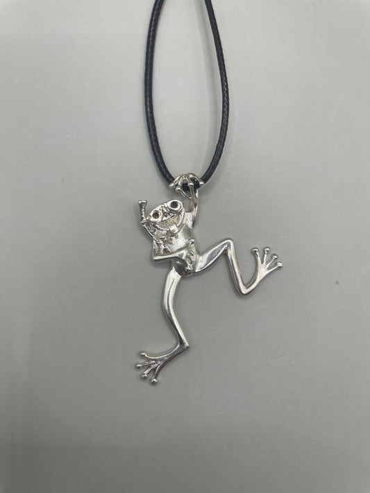 Scuba Frog Necklace, Handcrafted Unique 3D Pendant in 925 Sterling Silver for Frog Lovers