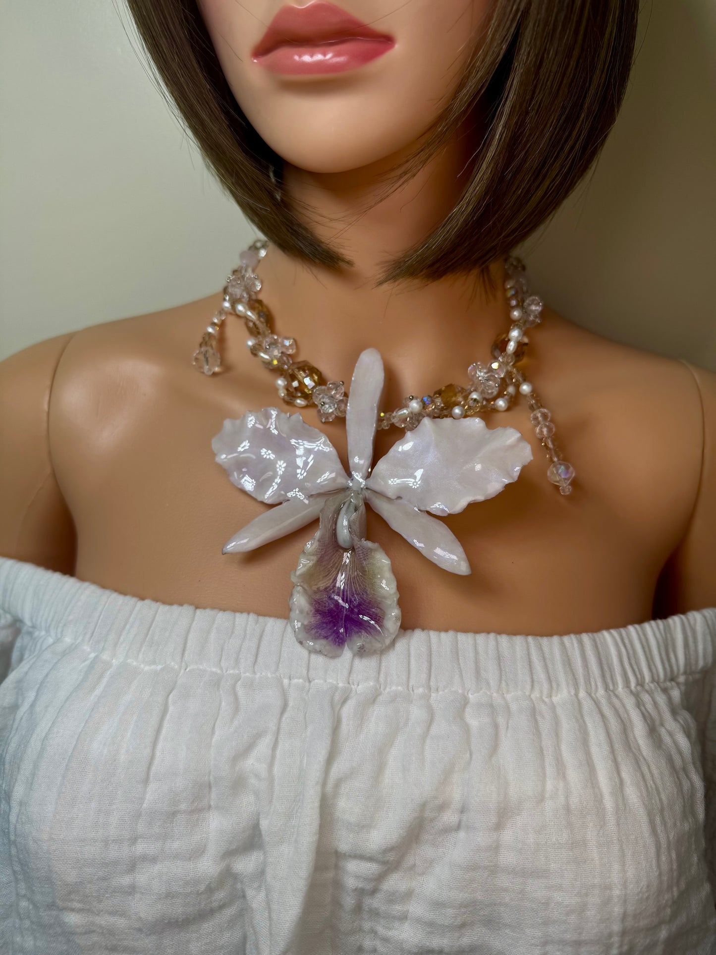 Real Cattleya Orchid Necklace | Handmade Flower Jewelry | Botanical Statement Pendant