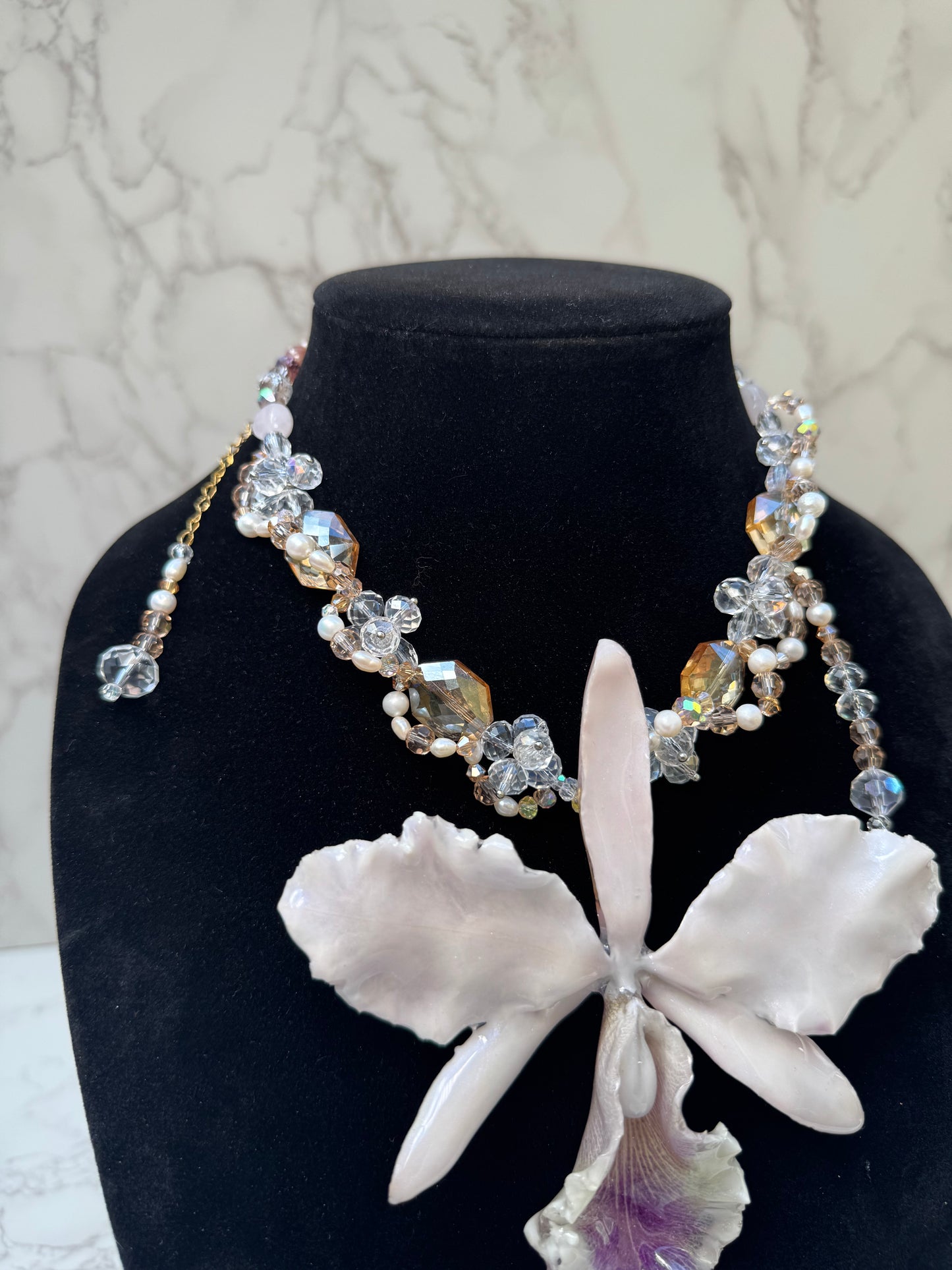 Real Cattleya Orchid Necklace | Handmade Flower Jewelry | Botanical Statement Pendant