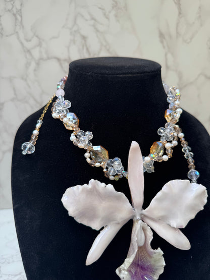 Real Cattleya Orchid Necklace | Handmade Flower Jewelry | Botanical Statement Pendant