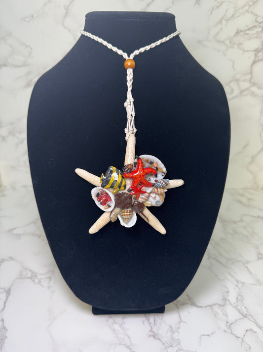 Rosa Marina Natural Starfish Ocean Pendant – Encapsulated in UV Resin with Marine Elements.