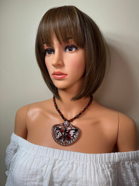 First Flight Natural Seashell Butterfly Necklace | Handmade Coastal Jewelry | UV Resin Ocean Art