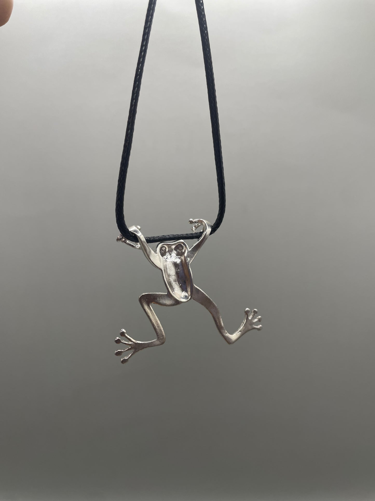 Funny Tree Frog Necklace, 925 Silver, 2D Pendant