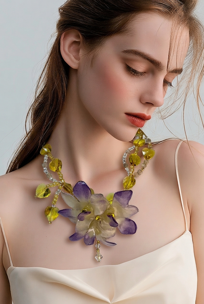 Mary Real Preserved Flower Necklace & Hair Clip | Handmade Botanical Jewelry | Multifunctional Floral Art