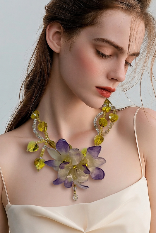 Mary Real Preserved Flower Necklace & Hair Clip | Handmade Botanical Jewelry | Multifunctional Floral Art