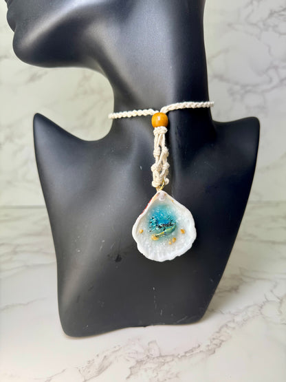 Small Blue Crab Shell Necklace - Encapsulated in Real Shell with UV Resin