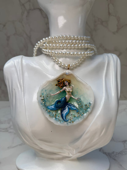 Friday Ocean Mermaid Necklace | Handmade Seashell Jewelry | Brass Shell Accents | One-of-a-Kind Coastal Art