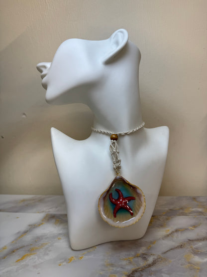Red StarFish Necklace Resin‑Encased Shell Collection Shell Necklaces, Epoxy Resin Necklace