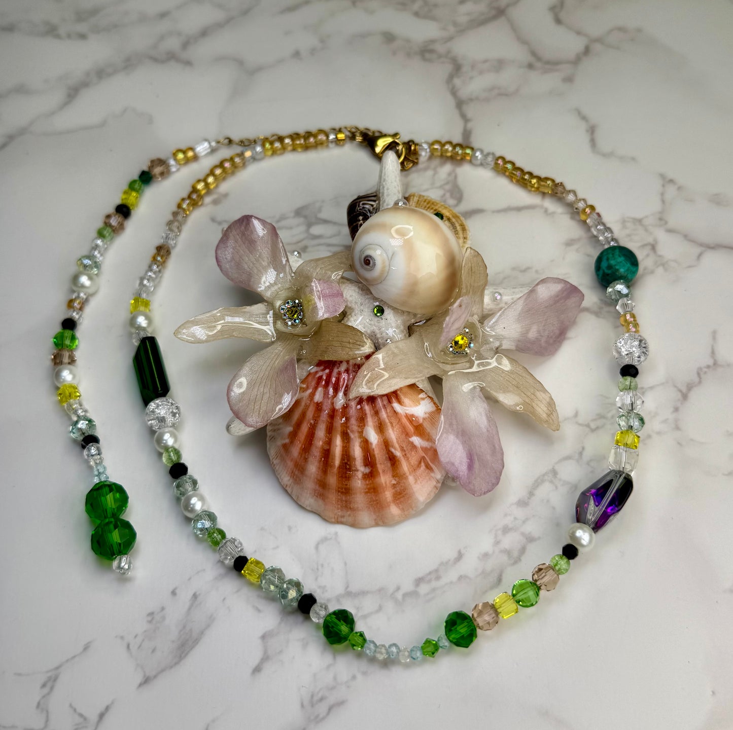Valentina Real Starfish & Preserved Flower Necklace | Convertible Hair Clip | Handmade Ocean & Botanical Jewelry