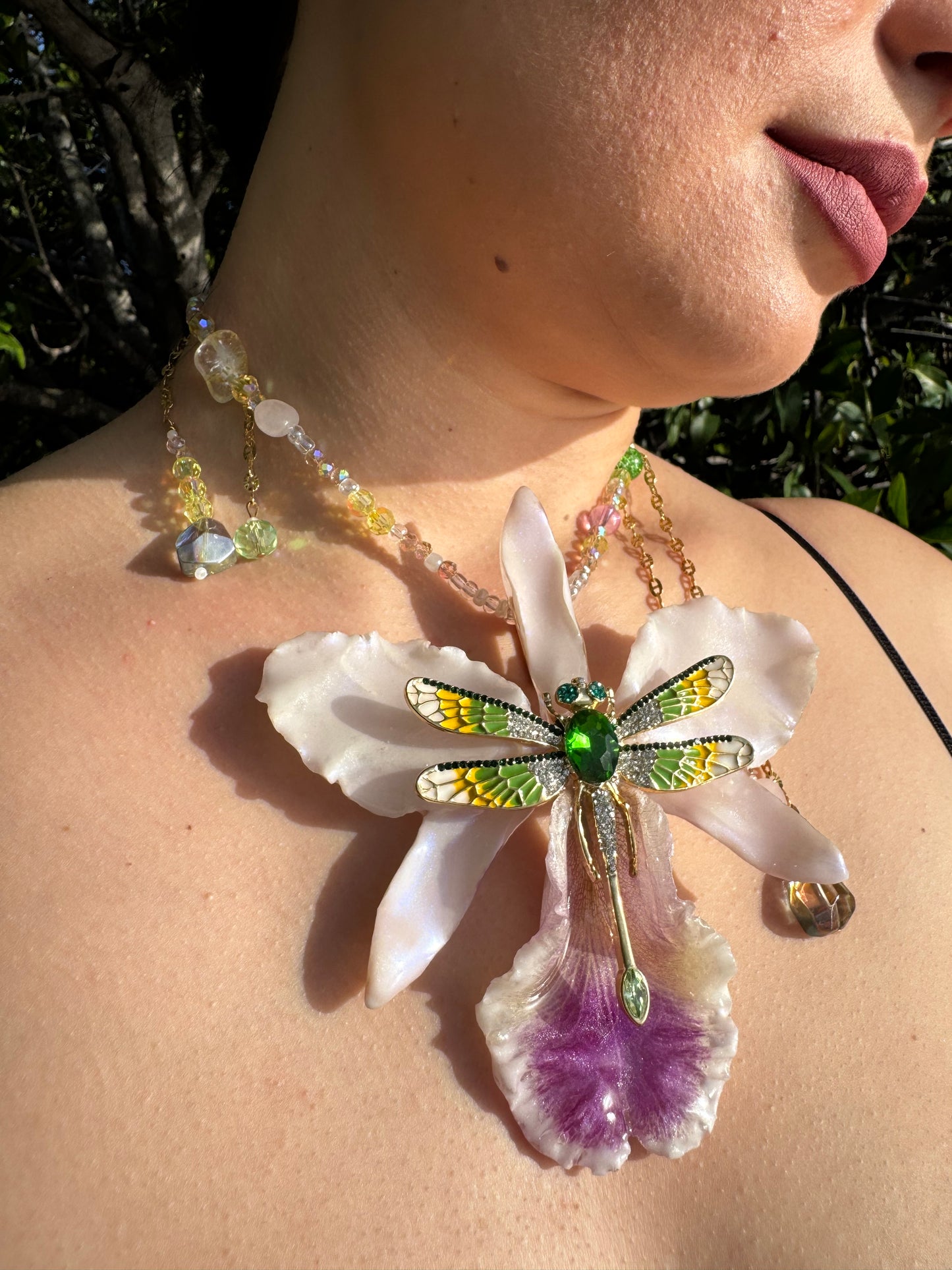 Cattleya Dragonfly Elegance Necklace
