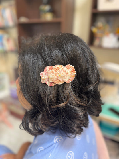 Pink Striped Conch With Pearls Hair Pin