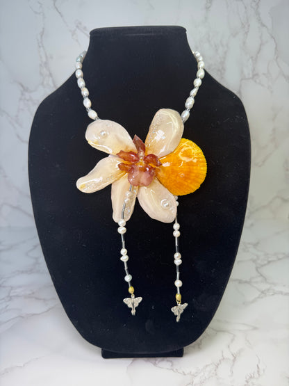 The Sunset Bloom – Cattleya & Seashell Harmony