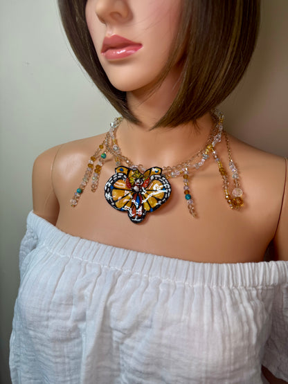 Butterfly Dream Real Orchid Butterfly Necklace | Hand Painted Flower Jewelry | Botanical Resin Art Pendant