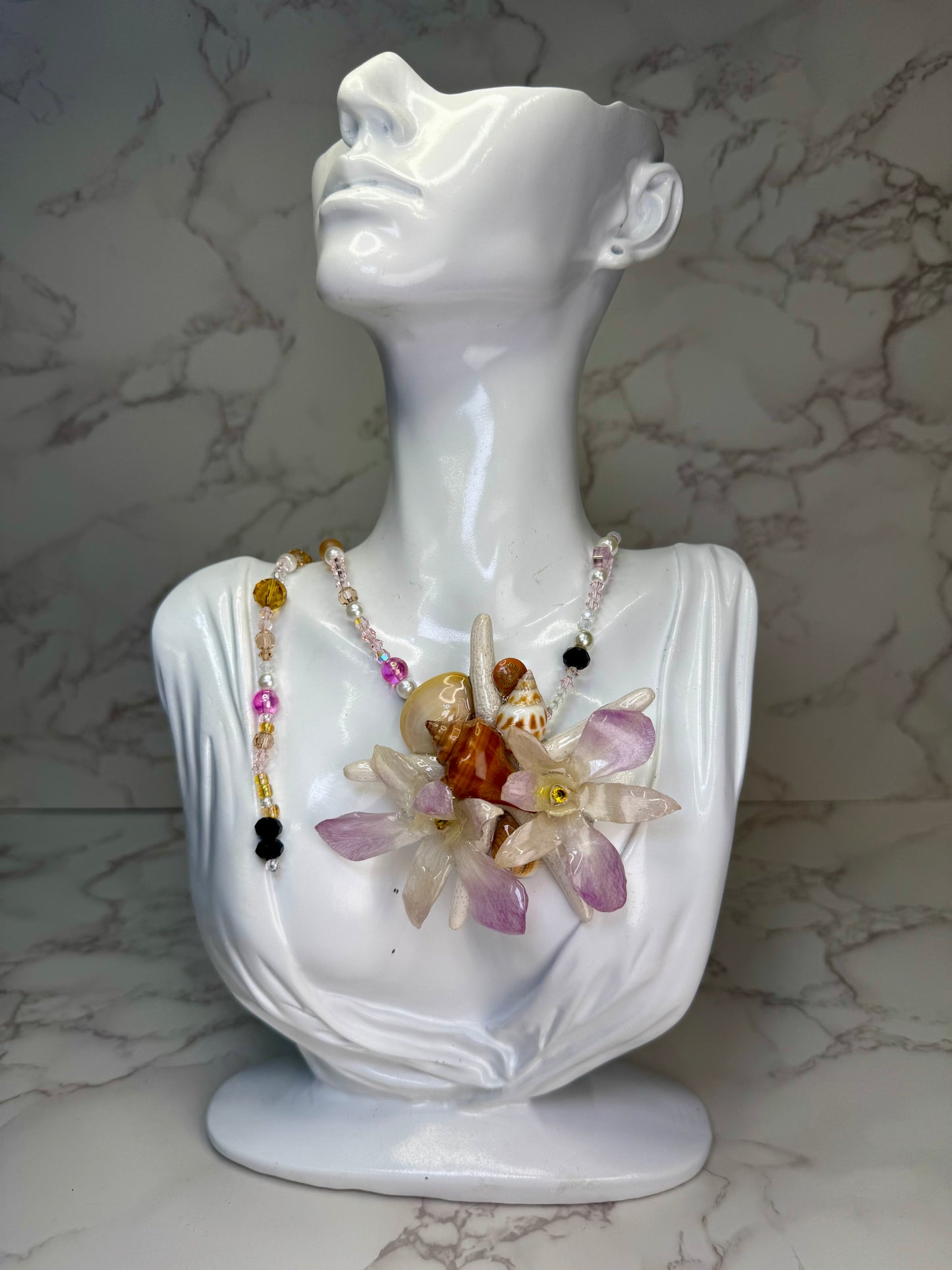 Isabella Real Starfish & Preserved Flower Necklace | Convertible Hair Clip | Handmade Ocean & Botanical Jewelry