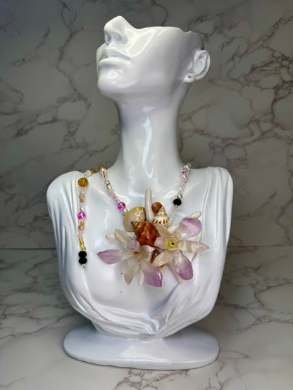 Isabella Real Starfish & Preserved Flower Necklace | Convertible Hair Clip | Handmade Ocean & Botanical Jewelry