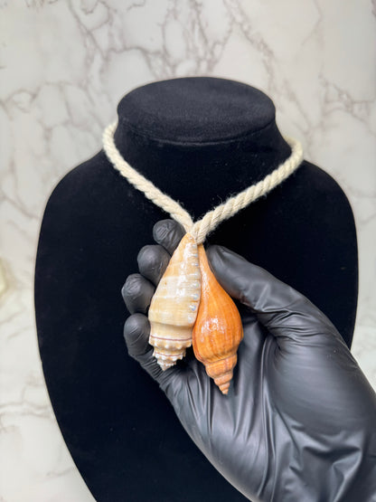 Dual Seashell Pearl Rope Necklace