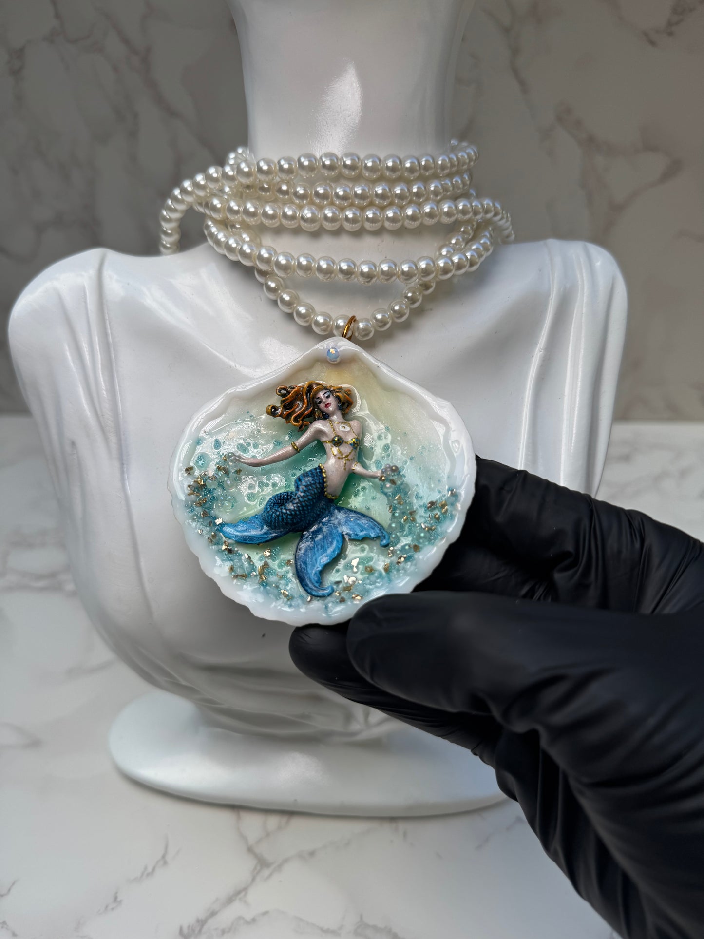 Friday Ocean Mermaid Necklace | Handmade Seashell Jewelry | Brass Shell Accents | One-of-a-Kind Coastal Art