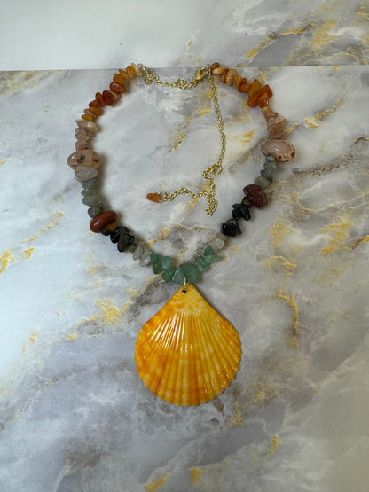 Spadefish With Glass Crystals Necklace Resin‑Encased Shell Collection Shell Necklaces, Epoxy Resin Necklace with earrings