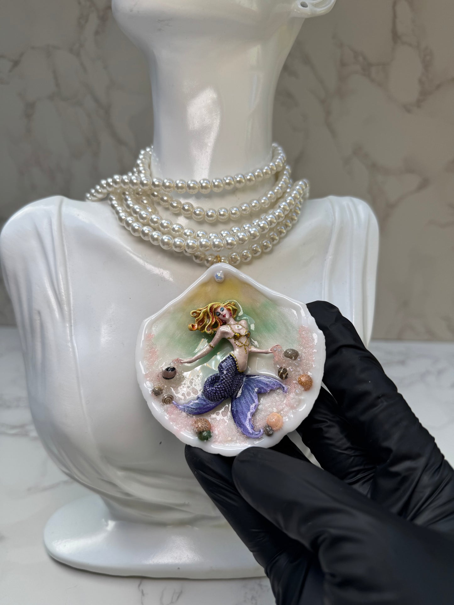 Tuesday Ocean Mermaid Necklace | Handmade Seashell Jewelry | Brass Shell Accents | One-of-a-Kind Coastal Art
