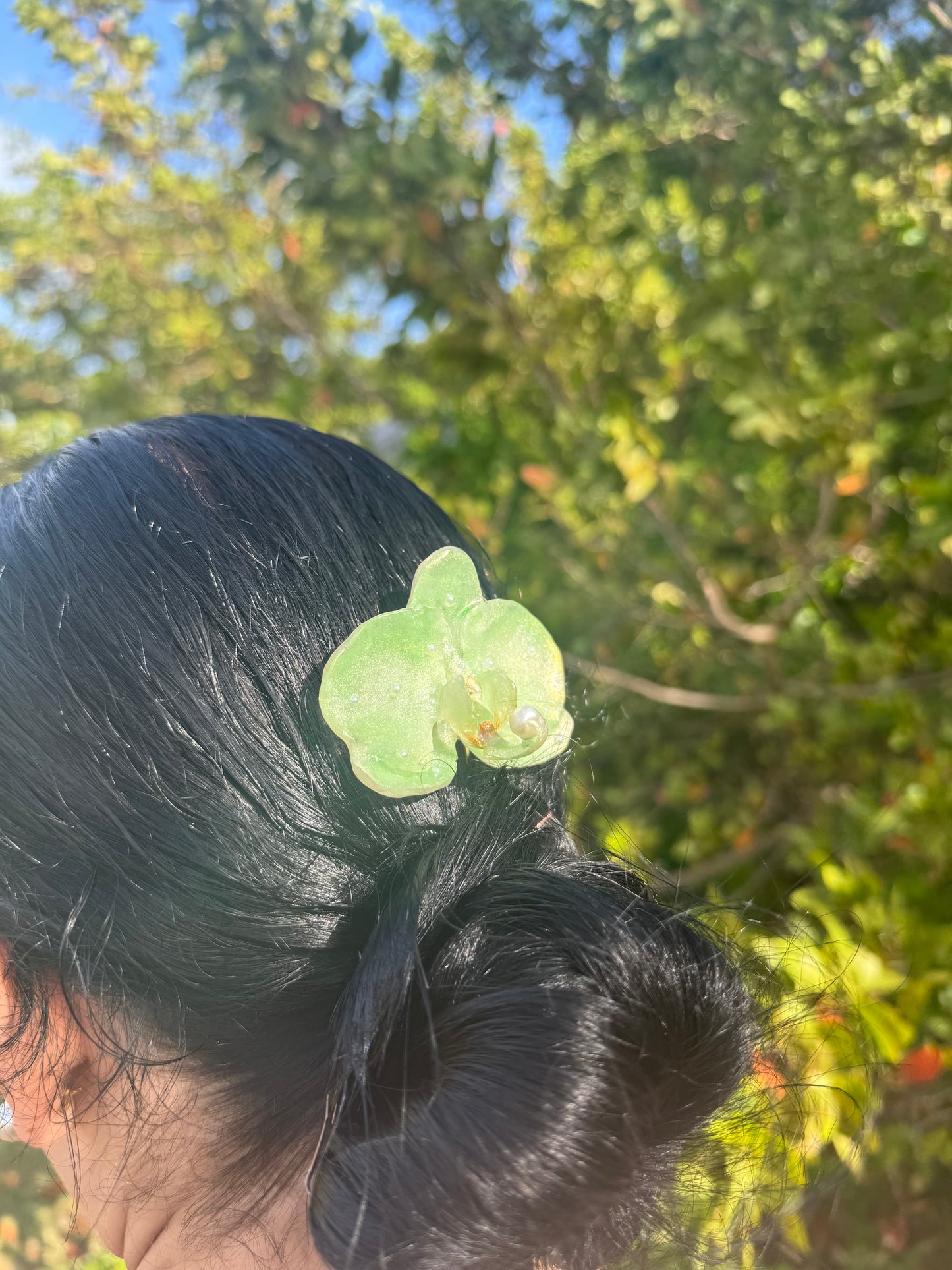 Mint Orchid Pearl Hairpin