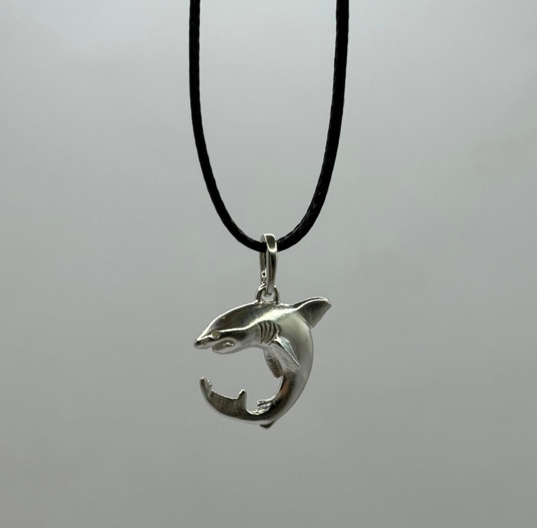 Mini Great White Shark Handmade Pendant Necklace Crafted in 925 Sterling Silver Shark Jewelry Gifts for Men Women Shark Lovers