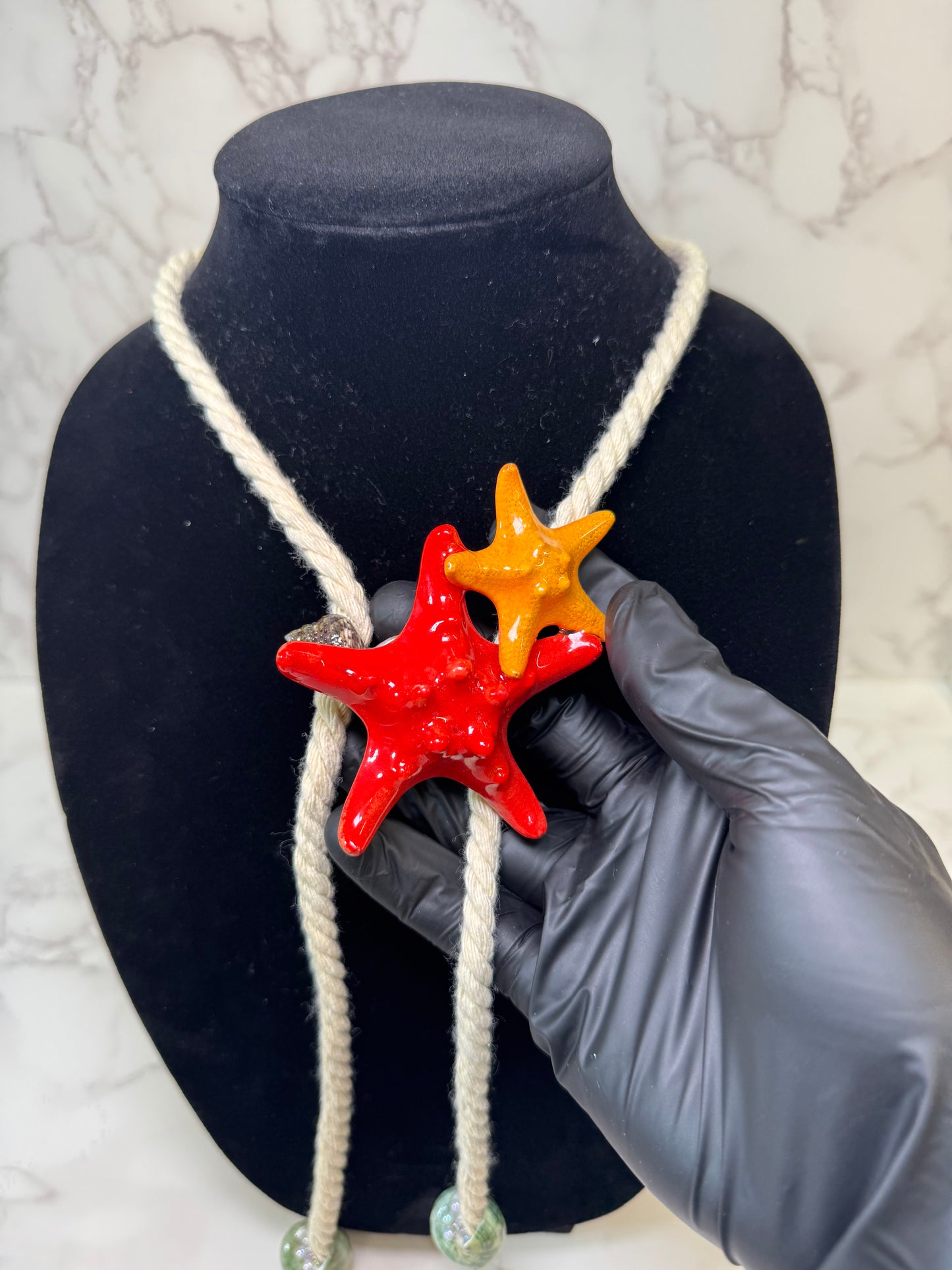Coral Starfish Rope Necklace