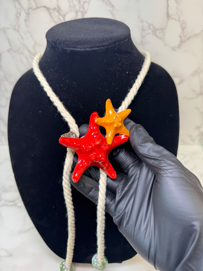 Coral Starfish Rope Necklace