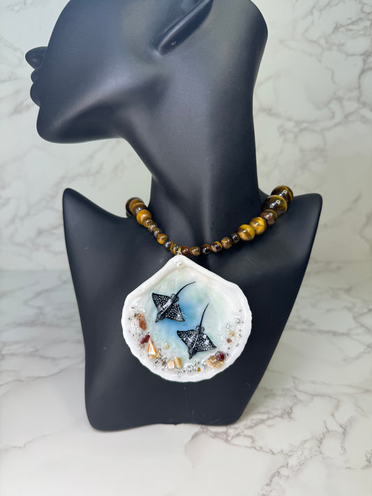 Manta Rayas Obispos  Shell Necklace - Encapsulated in Real Shell with UV Resin